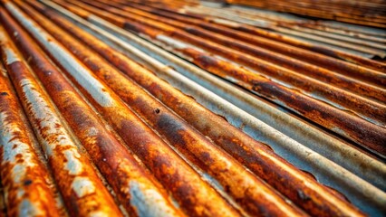 Rusted corrugated iron with shallow focus
