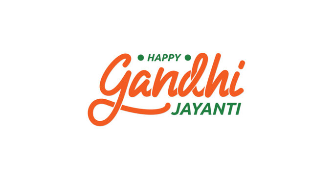 Happy Gandhi Jayanti Handwritten Calligraphy vector design. Perfect for Celebrating Peace, Educational Content, Social Media Posts, and Inspirational Messages