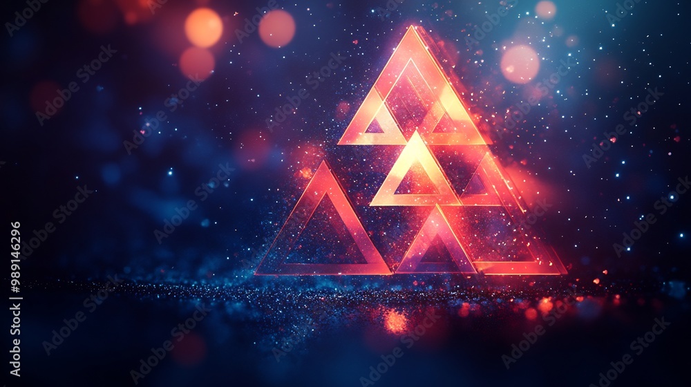 Aufkleber modern christmas background a glowing abstract christmas tree made of vibrant geometric shapes over 