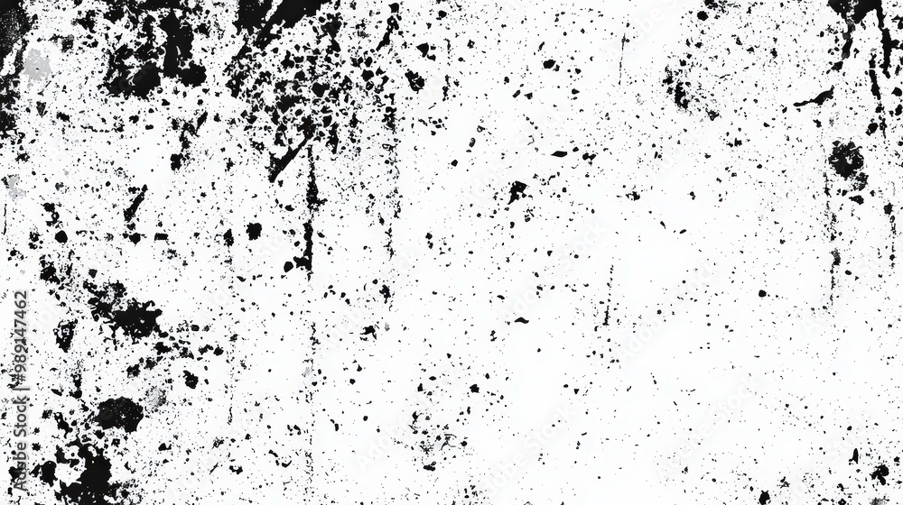 Poster A textured surface showcases an array of contrasting black and white splatters, with brush strokes adding depth and visual interest, creating an abstract artistic effect