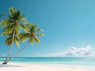 Fototapeta premium Swaying Palms on Tranquil Coastal Getaway