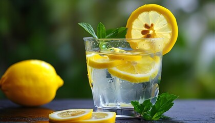 Refreshing Lemonade Garnished with Zesty Lemon Slices