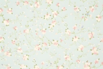 Delicate Floral Pattern on Vintage Green Background