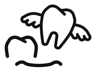 Teeth fall out in cartoon style icon.