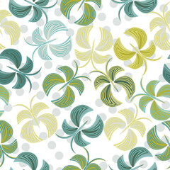  Drawing of cute Baby girl print. For nursery wallpaper and pajamas.  Color flying butterflies seamless pattern. 