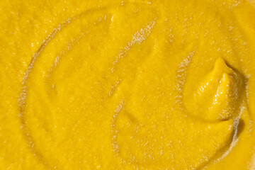 Macro Texture Mustard Sauce, Natural Traditional Spicy Mustard Sauce.