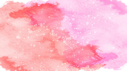 Pastel red pink watercolor background with paint spots splatter