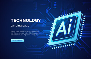 Ai chip, innovation tech, ai art technology. Vector illustration
