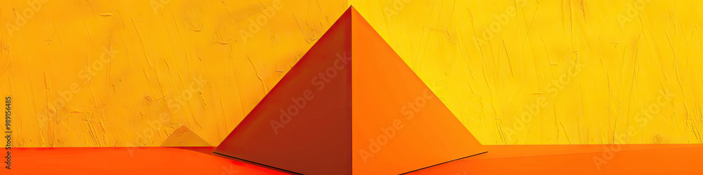 Poster a bold orange triangle set against a striking yellow, creating a dynamic duo that demands attention.