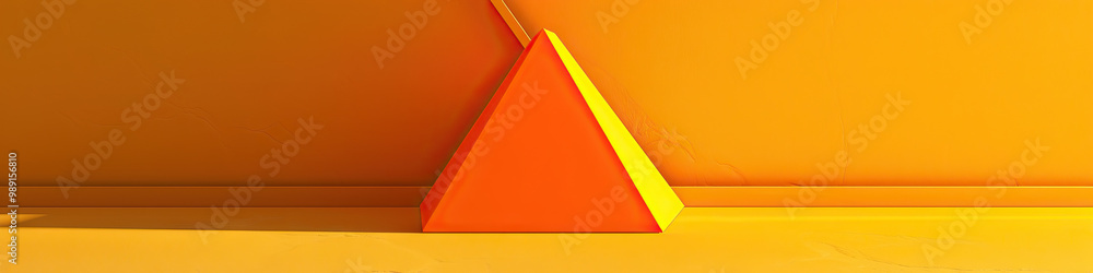 Poster a bold orange triangle set against a striking yellow, creating a dynamic duo that demands attention.