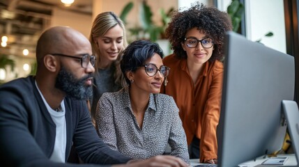 Diverse Business Team Brainstorming in Creative Workspace