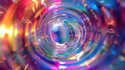 Obraz premium Prismatic spiral colorful and vibrant, holographic abstract background