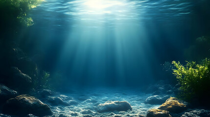 Ocean Depths: Sunbeams Through Blue Waters, Seabed Exploration