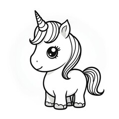 Naklejka premium illustration of an unicorn, black and white