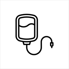 Bag Infusion Medical Icon. Vector Illustration of liquid fluid plasma blood donation plastic bag or tube. Isolated on white background.