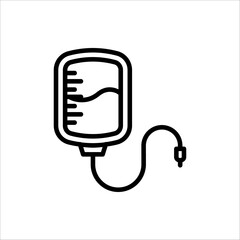 Bag Infusion Medical Icon. Vector Illustration of liquid fluid plasma blood donation plastic bag or tube. Isolated on white background.