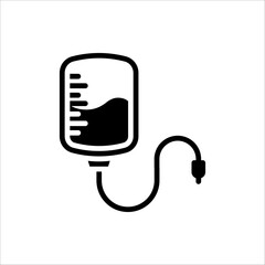 Bag Infusion Medical Icon. Vector Illustration of liquid fluid plasma blood donation plastic bag or tube. Isolated on white background.