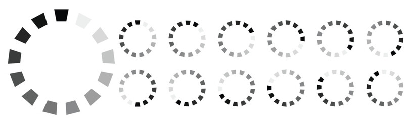 Vector Loading Icons, Circular Progress Bars, Buffer Loaders for Upload Download, All Keyframes Frames Preloader for Smooth Animation GIF 12FPS