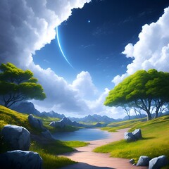 Fototapeta premium fantasy landscape. Generative AI