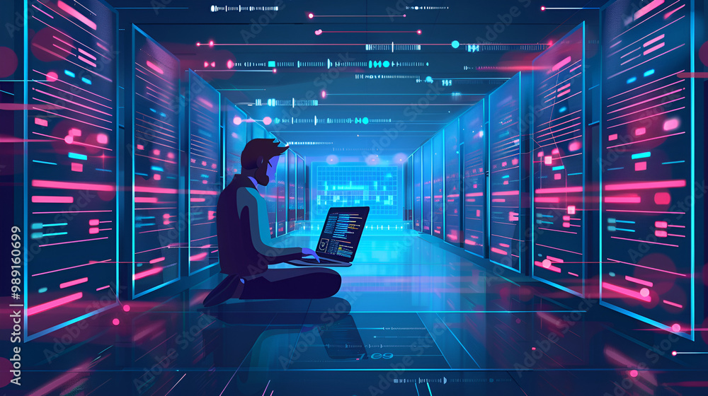Wall mural digital technology data processing and engineering