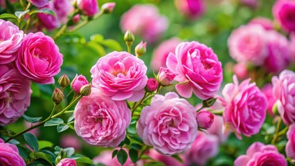 Pink rambler roses in bloom, perfect for garden or nature backgrounds