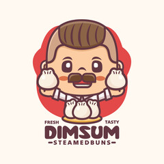 cartoon mascot design with dim sum