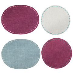 linen round stitch patches