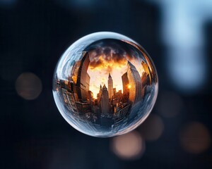 Digital sphere showing liquid cash reserves in various money market funds, diversified investment, financial safety