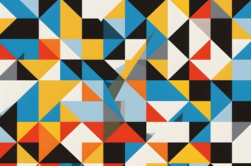 Obraz premium Abstract Geometric Pattern with Colorful Triangles and Squares