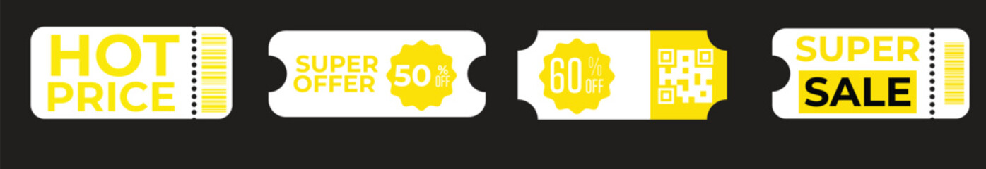 Coupon ticket set. Discount coupon. Gift voucher. sell ticket.vector eps10