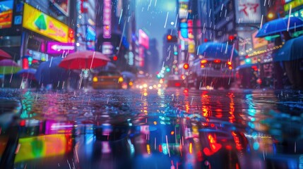 Naklejka premium Rainy Night in the City