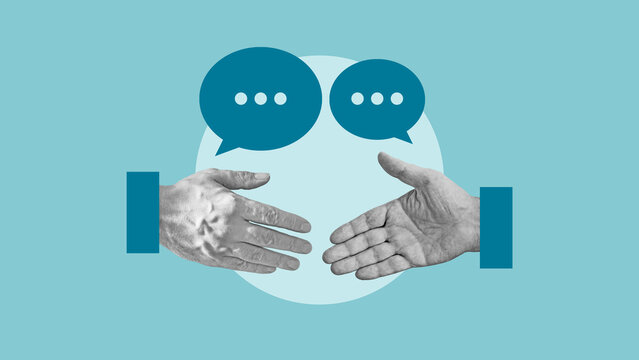 Closing The Deal is shown with businessmen shaking hands. Negotiation and businessmen talking. Negotiation skills