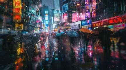 Rainy Night in a City