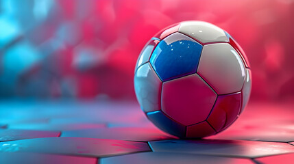 Fototapeta premium 3D Soccer Ball on Pink and Blue Abstract Background
