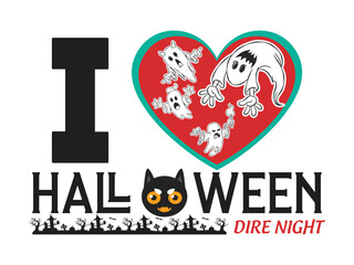 I LOVE HALLOWEEN DIRE NIGHT T-Shirt Design