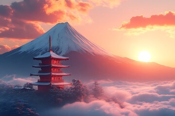 Bold card dedicated to Japanese customs featuring a vibrant 2D design with a wide blank space on the upper left for writing subtly accented by light 3D textures that blend into the festive layout
