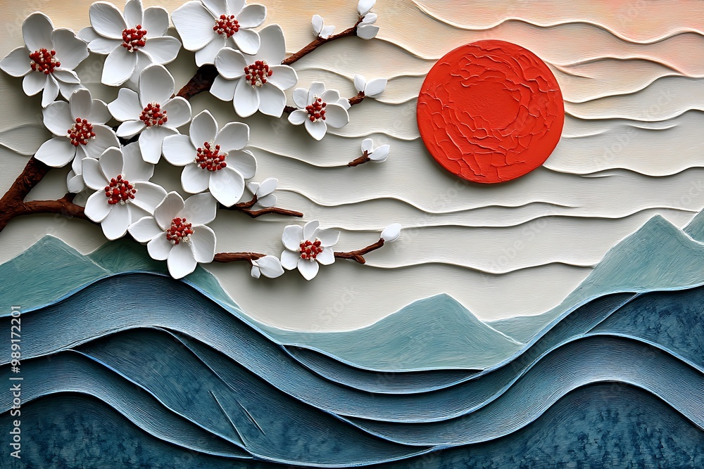 Poster bold card dedicated to japanese festivals featuring a vibrant 2d design with a broad blank space on 