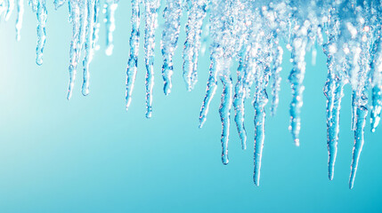 
high resolution candid photo of lots of beautiful shining sparkling icicles hanging from the top