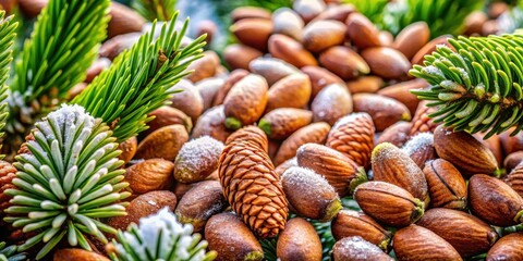 Fototapeta premium Close-up photo of pine nuts from the Araucaria angustifolia tree in a cold region of Brazil