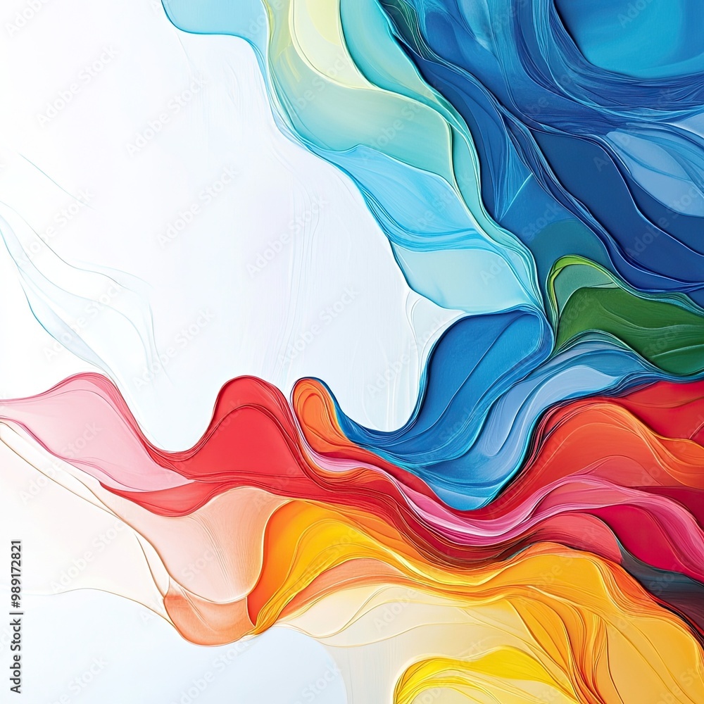 Wall mural a vibrant abstract artwork featuring flowing colors and smooth curves, creating a sense of movement 