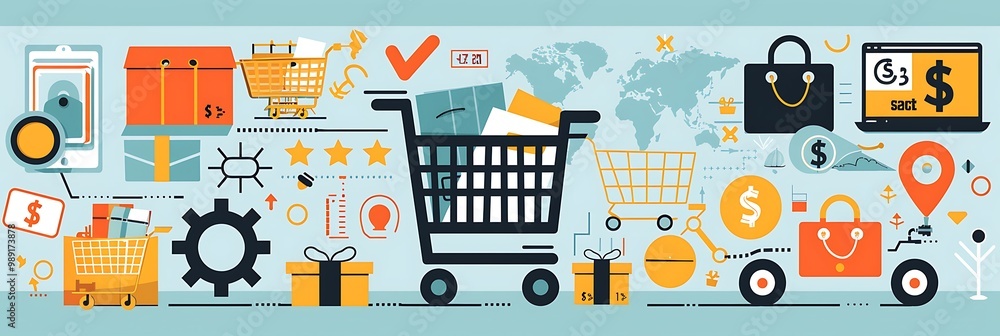 Poster card dedicated evolution of crossborder ecommerce featuring clean design a broad blank area on the u