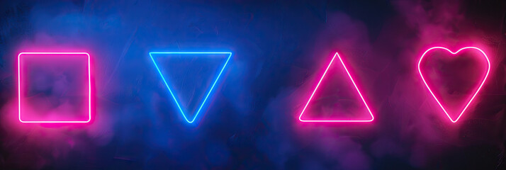 Neon Signboard: Blue and Pink Abstract Shapes