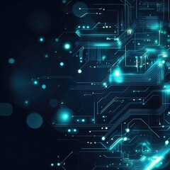 Obraz premium Futuristic digital circuit design with glowing lines and particles, ideal for technology, science, and innovation themes.
