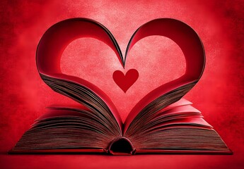 Open Book Heart Shape Valentines Day