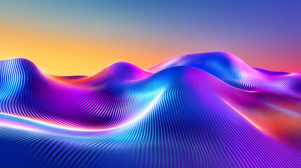 Abstract colorful hypnotic illusion of dunes in desert made of reflective shiny neon lights color spectrum. Op Art. Illustration