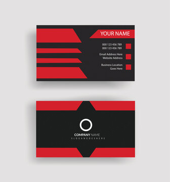 Creative clean professional and red modern visiting and business card horizontal simple design tamplate