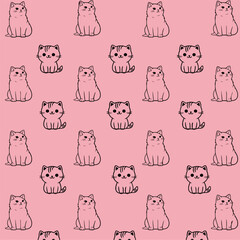 This charming fabric features an adorable pattern of playful cats set against a vibrant pink background. The lively design showcases a variety of cat breeds in whimsical poses, 