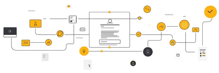 Card focused future of AIdriven customer journey mapping featuring minimalist design broad blank area on the upper center for writing complemented by subtle customer interaction and data flow patterns
