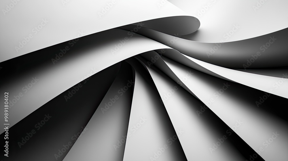 Poster a minimalist abstract design in grayscale, with sharp angles and smooth gradients, modern and sleek