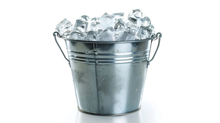 Empty metal bucket for ice isolated on white 